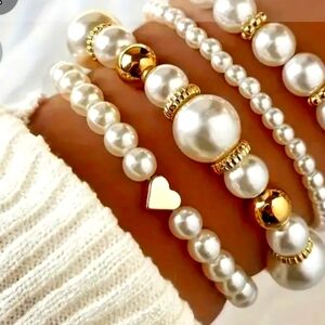 BANGLE BRACELET MIX &MATCH PEARL FASHION SET